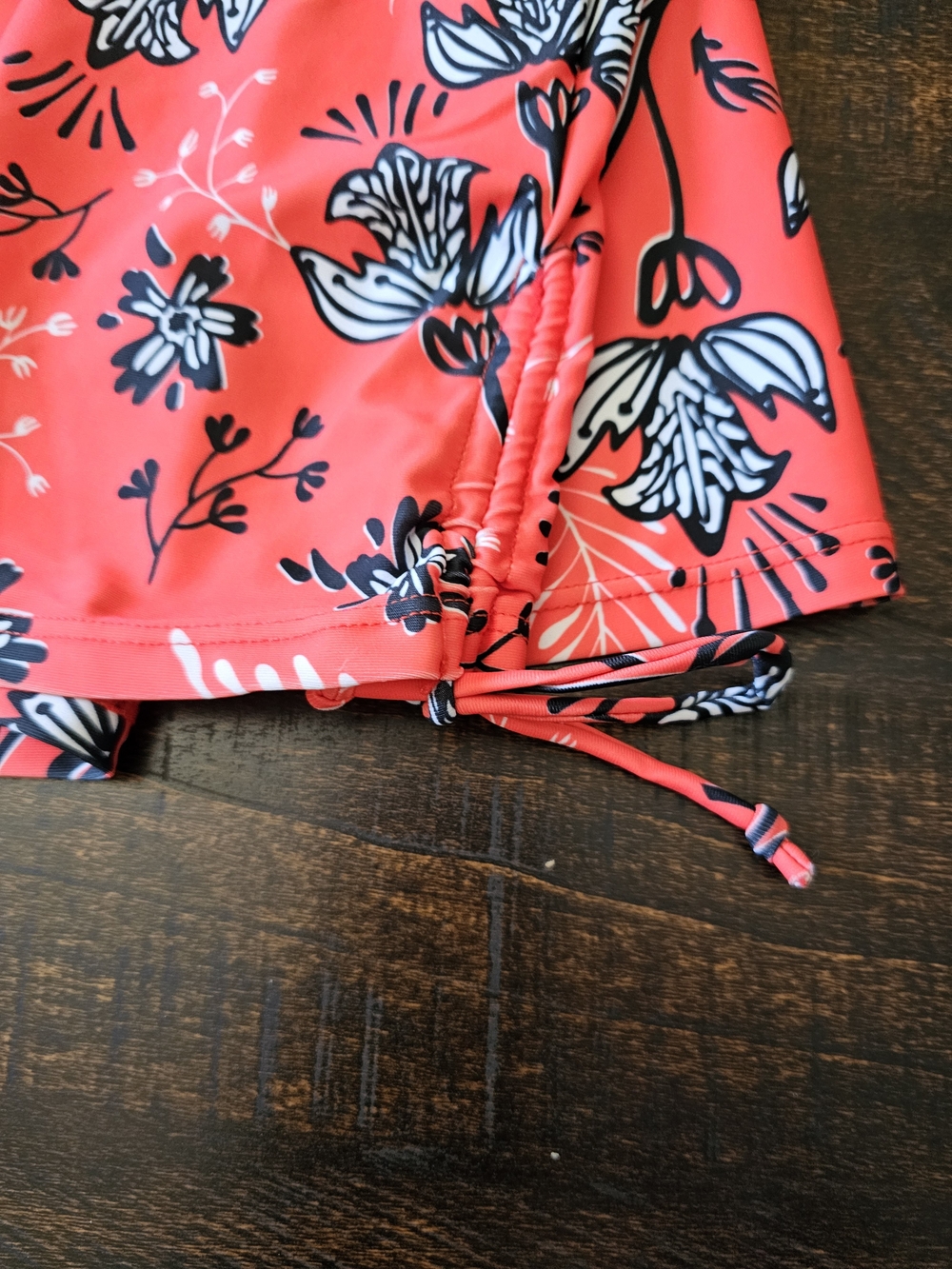 Younique Red Floral Tankini Top with Black Swim Shorts Set - Picture 5 of 12